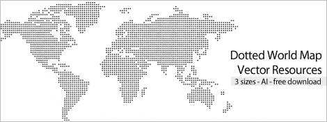 ドットで描かれたベクターデータの世界地図素材 Dotted World Map