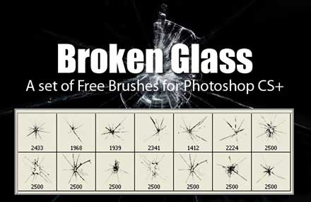 割れたガラスを表現するphotoshopブラシ High Res Photoshop Brushes For Creating Broken Glass Effect Designdevelop