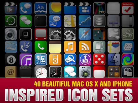 Iphoneアプリ風のアイコン集 40 Beautiful Mac Os X And Iphone Inspired Icon Sets Designdevelop