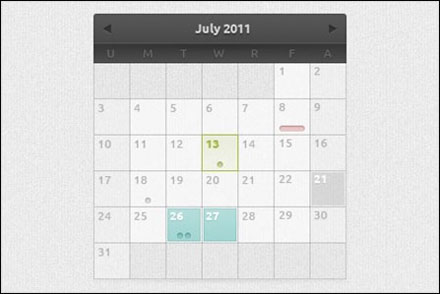 フリーで利用できるwebカレンダーデザイン集を 30 Inspiring Free Calendar And Date Picker Psd Designs Designdevelop