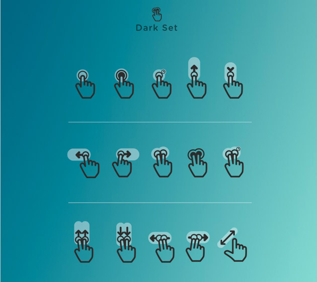 スマートフォンの操作方法を視覚的に説明することができるアイコンパック Flat Gesture Icons Pack Designdevelop