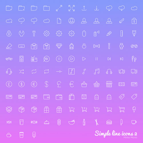 シンプルテイストで幅広いデザインに利用できるラインアイコン 100 Simple Line Icons Designdevelop