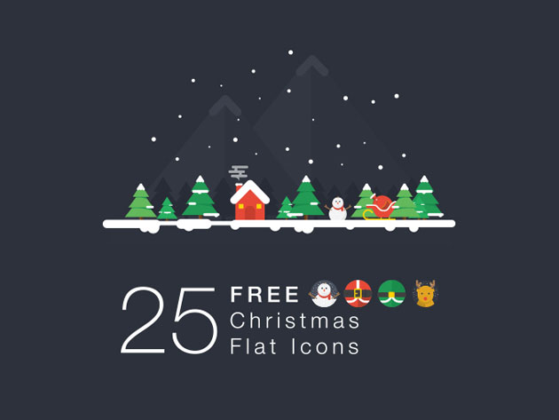 クリスマスデザインに是非利用したい フラットテイストなクリスマスアイコンセット 25 Christmas Flat Icons Designdevelop