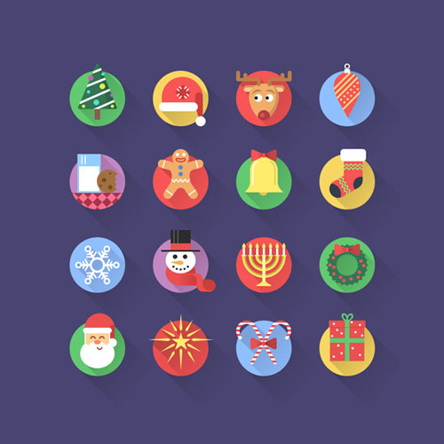 クリスマスデザインに彩りを クリスマスフリーアイコンセット Free Download 16 Fresh Flat Christmas Icons Designdevelop