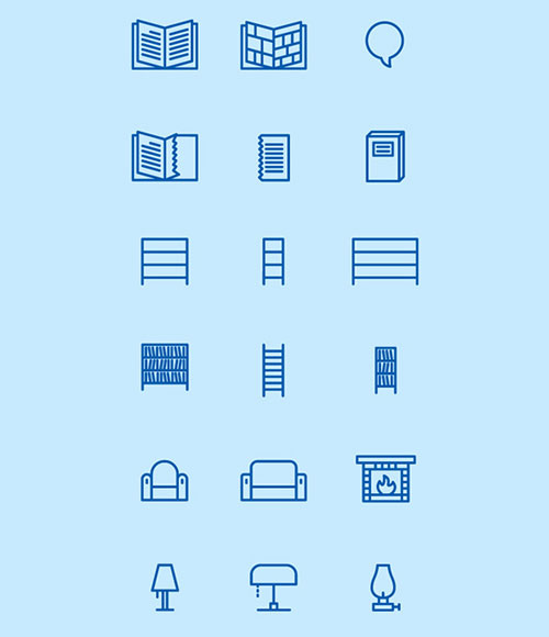 本のある暮らしをデザインできるフリーアイコンセット 50 Free Home And Public Library Icons Designdevelop