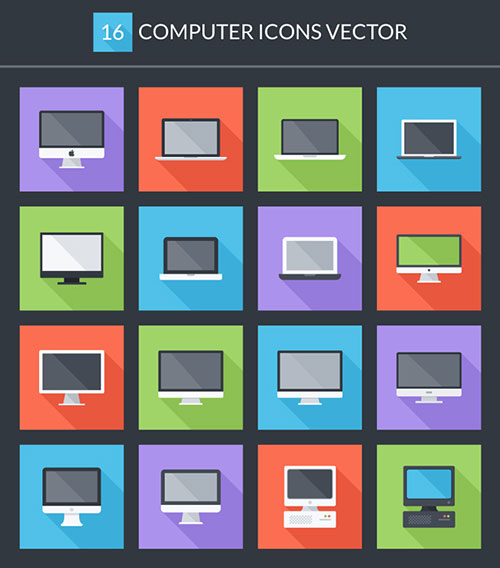 いろいろなタイプのパソコンが揃う フリーフラットアイコン 16 Fresh Free Flat Computer Icons Designdevelop