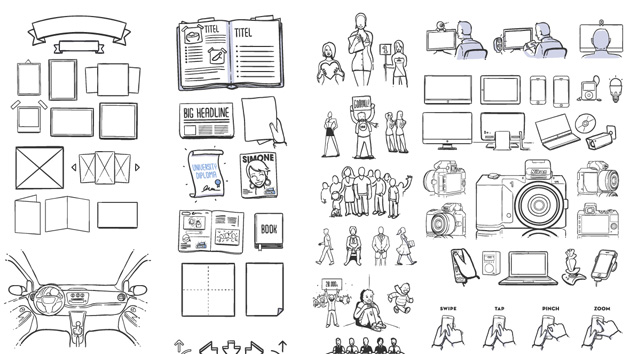 430種類もの手描き風イラストがセットになった 430 Free Storyboard Illustrations By Julian Burford Designdevelop