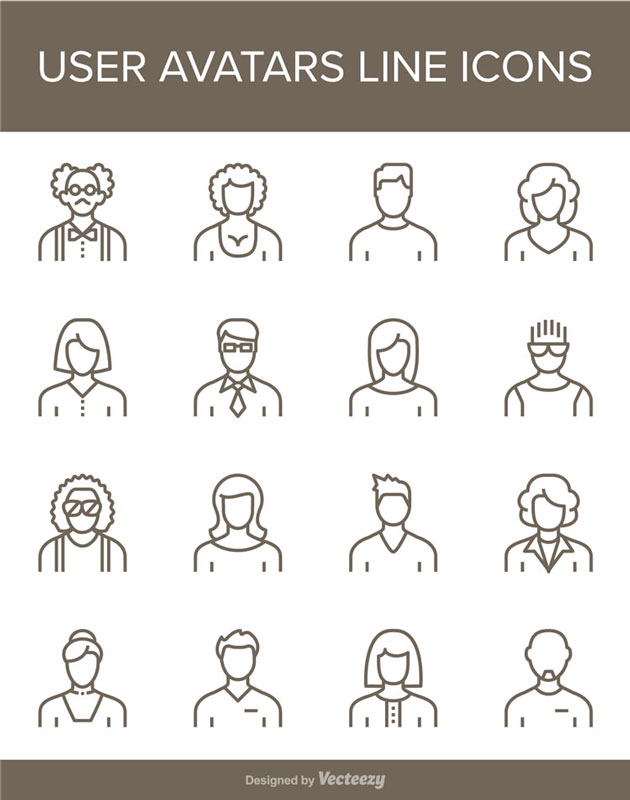 シンプルな構造で幅広く活用できる 人物ラインアイコン Freebie Line Style User Avatar Icon Set Designdevelop