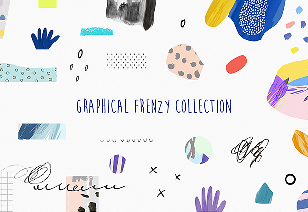 デザインのアクセントに役立つ可愛らしい手書き風イラスト素材 Graphical Frenzy Collection Designdevelop