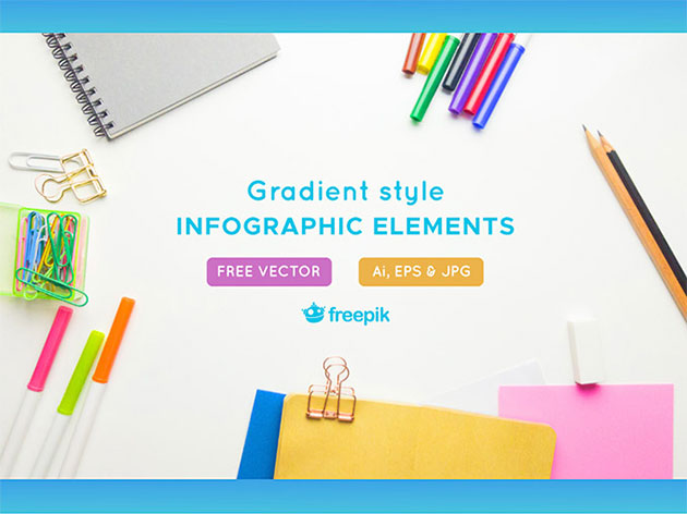 美しいグラデーションが特徴のインフォグラフィック素材 Freebie Gradient Style Infographic Elements Ai Eps And Jpg Designdevelop