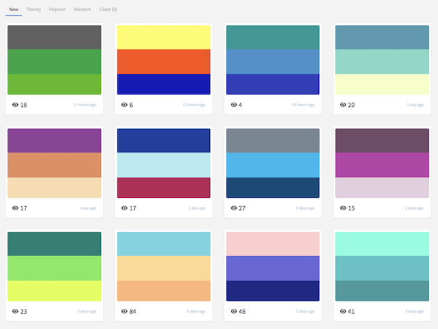 トレンドの配色をカラーコード付きで参照できる Trendy Palettes Designdevelop